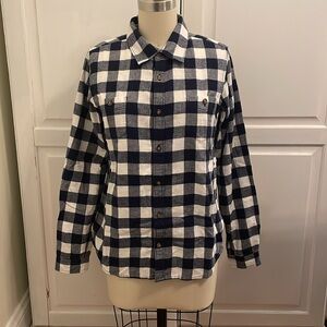Hanna Andersson Navy Blue & White Buffalo Check Brushed Flannel In 100% Cotton